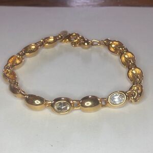 Vintage 90s Princess House "Luminess" Swarovski Crystals Gold Tone Bracelet 7.5”